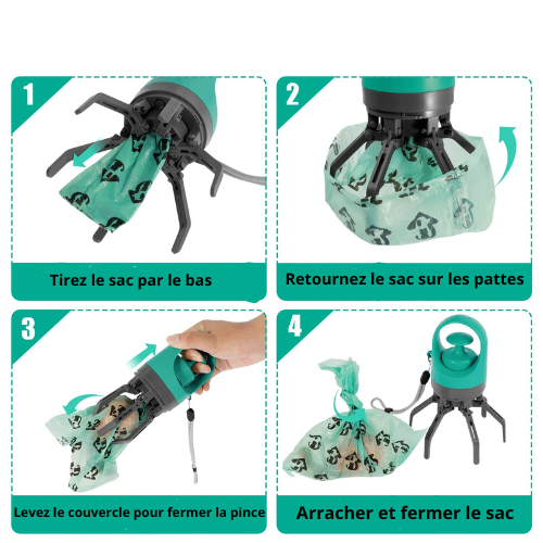Ramasse-Crottes Portable avec Distributeur de Sacs – Pratique et Efficace