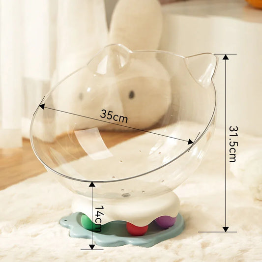 Panier pour Chat Transparent en Acrylique – Design Demi-Boule avec Oreilles