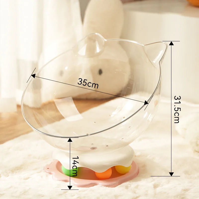 Panier pour Chat Transparent en Acrylique – Design Demi-Boule avec Oreilles